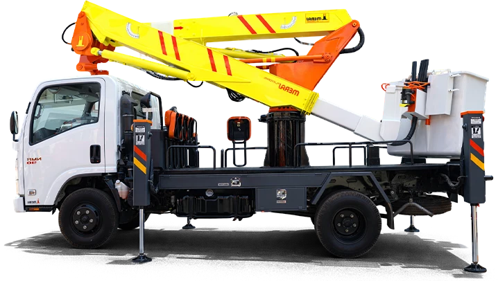 Veicolo aereo e gru montato su camion Meraj arancione